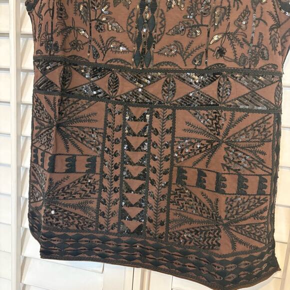 Talbots Brown And Black Sequin‎ Tank Top Size Large - Picture 4 of 7